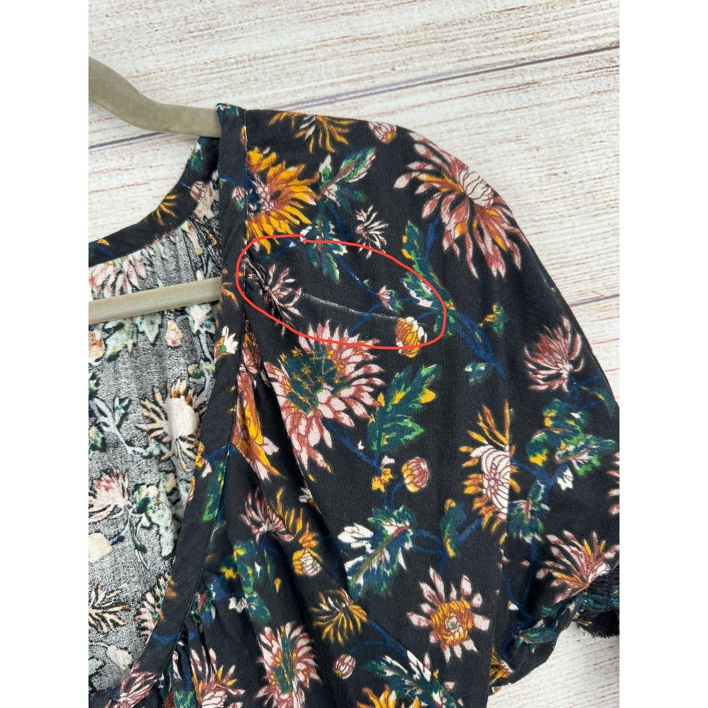 Natural Life Floral Dress Womens Medium Black Sunflower Boho Ruffle Pocket - Picture 4 of 9